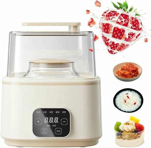 Macchina Automatica per La Produzione di Yogurt, Yogurtiera 1l+2l, Macchina per La Fermentazione del Natto Multifunzionale, 5 Programmi Preimpostati, Pannello Touch LED, Yogurtiera Elettrica per