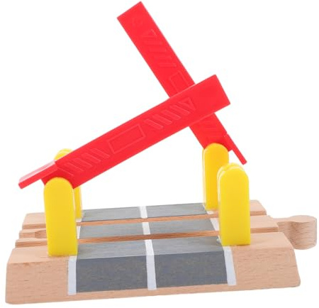 Milisten Wooden Train Track Road Block Barrier Model, Educational Diy Railway Railing Plaything for Boys and Girls, Funny Railroad Crossing Toy for Imaginative Play and Train Track Accessories