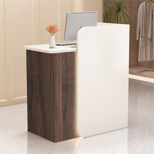 Empfangstheke Holz, Moderne Empfangstresen, Front Theke Bürotheke Rezeption Tisch, Verkaufstheke Mit Schubladen Und Schränken, Rezeptionstheken Für Salon Geschäft Hotel Büro D-turn left 120×45×100CM