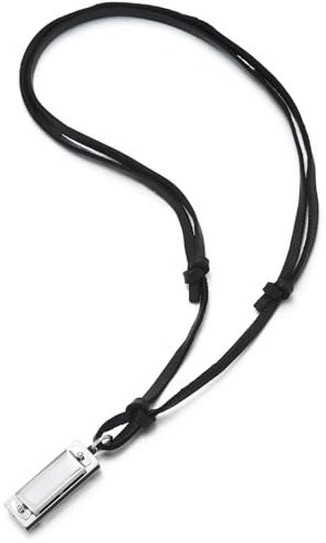 COOLSTEELANDBEYOND Harmónico Colgante Hombre Mujer Cuero Collar con Negro Cordón de Cuero Ajustable
