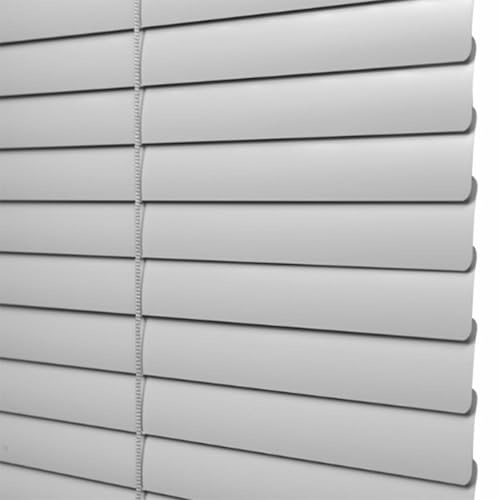 Matte Silver Grey Aluminium Metal Venetian Blinds Slat Home Office Blind Window Thin Slats Kitchen Blinds Blackout Shutters Child Safe Home Office, Customisable (80×90cm)