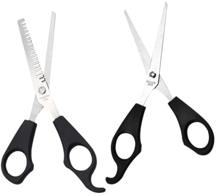HONMEET 2 Piezas Tijeras de Peluquería Inoxidable Corte Recto y Entresacar para Profesionales y Salón de