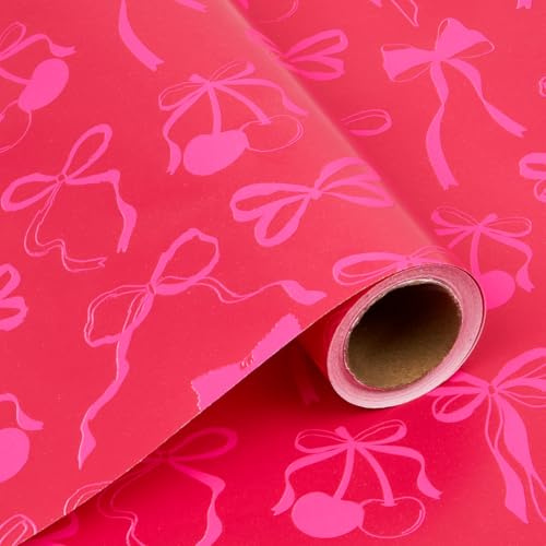 Rosa Geschenkpapierrolle – Recycelbares Weihnachtspapier mit Sternenmuster für Geburtstags- und Hochzeitsgeschenke – 43 cm x 10 m