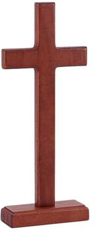 HOBBIESAY 8.43inch Wooden Cross Christ Tabletop Crosses Wall Cross with Stand for Hanging Standing for Easter Christening for Table Home Christmas Church Room Decor