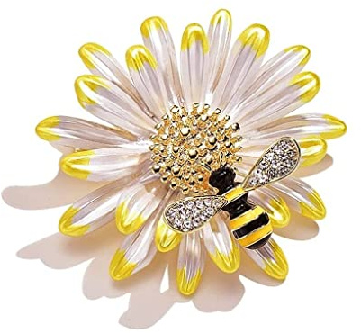 LZRHJN Brosche, Gänseblümchen-Insekten-Brosche, Chrysanthemen-Brosche, Anstecknadel, Mantel-Accessoires für Frauen, Dekoration, Valentinstag, Muttertag, Broschen für Frauen