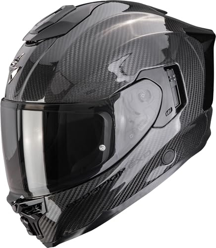 Scorpion EXO-1500 Carbon Air Casque Intégral en Fibre de Carbone Ultra TCT Noir ECE 22.06 Visière Transparente + Fumée Pinlock MaxVision AirFit Intérieur KwikWick3 (M)
