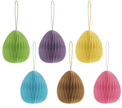 REMEMBER Baumschmuck Oval Nr 2, 6er Set, H 7 cm, Ø 6 cm – Dekorative Weihnachtsanhänger aus Papier für Christbaum (6, Oval Nr 1, H 7 cm, Ø 6 cm)