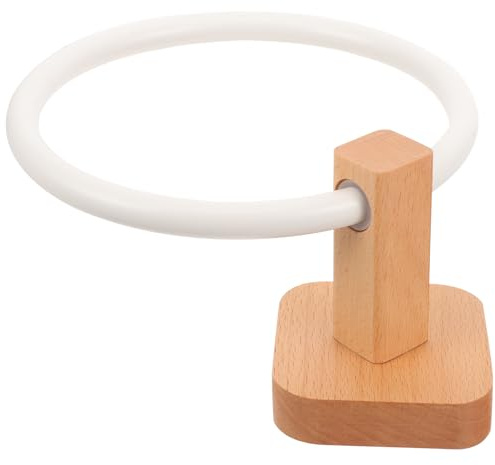 SOIMISS Wall Mounted Wooden Towel Rack 6.7 Inch Hand Towel Ring for Bathroom and Kitchen Use, Solid Wood Washcloth Holder
