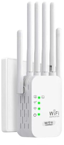 5G Répéteur WiFi Puissant 1200Mbps - Amplificateur de Signal 6 Antennes,WiFi Extender,Couverture Wi FI de 1000 m²,2 Ports LAN,3 Modes (Repeteur/Routeur/AP) - pour Maison & Bureau