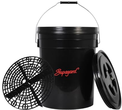Supagard 20L Car Wash Bucket Kit, Black, with Lid and Grit Guard, Professional Detailing for Scratch-Free Cleaning