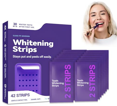 HOVKRE Tiras Blanqueadoras Para Los Dientes, Delicadas Con El Esmalte,Paquete De 42 Tiras, FáCiles De Usar, Para Una Sonrisa Deslumbrante(Morado)