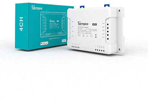 SONOFF 4-gang 2.4GHZ WiFi Smart Switch with Remote Control Smart Time Function, Compatible with Alexa and Google Home, No Hub Required, 4CHR3