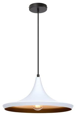 LEDKIA Pendelleuchte Aluminium Tri Presley Weiß | Traditionelles japanisches Design | Höhenverstellbares Kabel | E27 Fassung | Ø35 cm