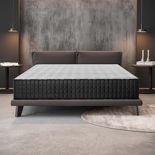 NATURALEX - Matelas Titanium 160x200-26 cm - Accueil Mousse mémoire de Forme + Blue Latex - Soutien Mi-Ferme - Respirant - 7 Zones - Réversible - Couchage indépendant - Fabriqué en Europe