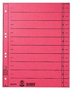 LEITZ Trennblätter, A4 Überbreite, Manilakarton 230g/qm, rot 100 Stück