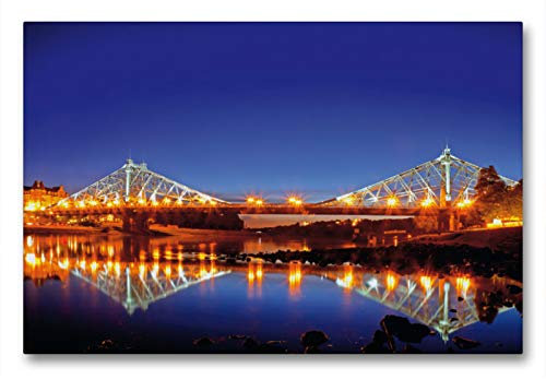 Premium Textil-Leinwand 90 x 60 cm Quer-Format Blaues Wunder, Dresden | Wandbild, HD-Bild auf Keilrahmen, Fertigbild auf hochwertigem Vlies, Leinwanddruck von hessbeck.fotografix