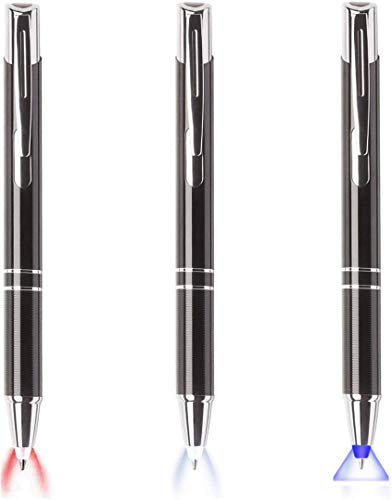 Yacig Writing Instrument, Ballpoint Pen with Light, 3 Pack Penlight-White Red Blue Light