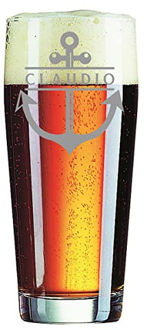 Colorfamily Bicchiere da birra con incisione PERSONALIZZABILE CON NOME - Idea Regalo - bicchiere in vetro 40 cl