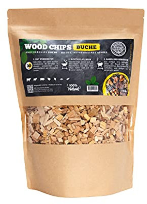 Premium Räucherchips von JSM® | 100% Natürliche Smoker-Holzchips für besondere Rauch- und Geschmackserlebnisse | Für alle Grills geeignet | Extra große Packung - 1 kg (Buche)