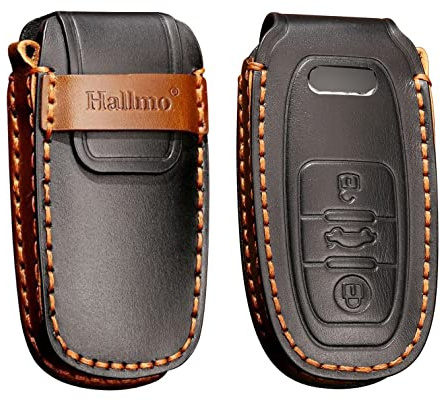 ontto Leder Autoschlüssel Hülle Passt für Audi Q5 Q7 S5 S6 S7 S8 SQ5 RS5 RS7 A4 A5 A6 A7 A8 2010-2016 Fernbedienung Cover Schlüsselhülle Schlüsselanhänger Schlüssel Schutz Etui 3 Tasten-Schwarz B