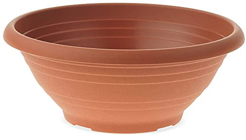 matches21 Maceta con agujeros en el suelo contra el anegamiento, cuenco para tumba de plástico, terracota, 1 unidad, diámetro de 35 x 14 cm