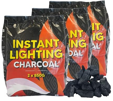 AMOS Instant Light Barbecue Charcoal 6 x 850g BBQ Grill Coal Bags