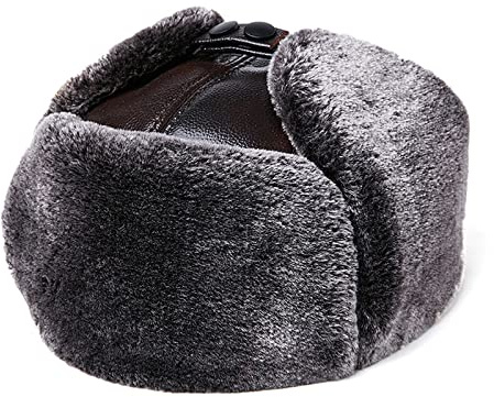 WHSPORT Unisex Winter Mütze Pilotenmütze Warme Fliegermütze mit Ohrenschützer Kunstfell Wintermütze Bomber Hut (Color : Brown, Size : 59-60)
