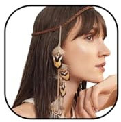 Yean Boho-Feder-Stirnband, braun, Kopfschmuck, Gyspy, indische Kopfkette, Feder-Kopfschmuck, Schmuck, Zubehör, Karnevalsparty, für Frauen und Mädchen
