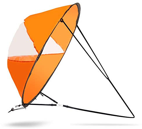 Bärbart Kajakvindsegel 108 Cm/42,52 Tum Tillräckligt Stora Kanoter Popup Medvindssegelsats Kajaktillbehör för Kajakkanotbåt(Ljus orange)
