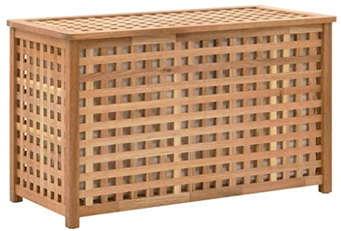 INLIFE Wäschetruhe 77,5×37,5×46,5 cm Walnuss Massivholz