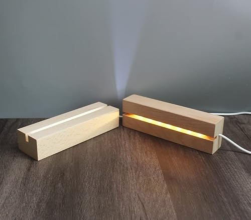 SPORTARC Lot de 2 bases d'affichage LED pour lampe de nuit en résine acrylique et verre en cristal Couleur chaude