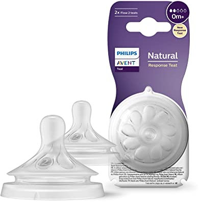 Philips Avent Natural Response Bottle Teat - 2 x Baby Bottle Flow 2 Teats for Newborn Babies, 0+ Months, BPA Free (Model SCY962/02)