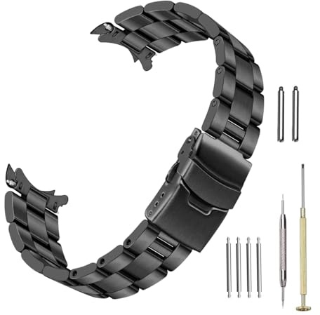 Kai Tian Konisch Armband Gebogenes Ende Edelstahl Uhrenarmband für Herren Damen 20mm 22mm Solider Bereitstellungsschnalle Schwarzes Silber