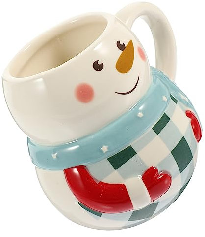 RORPOIR Weihnachts Keramik Wasserbecher Schneemann Cartoon Kaffeetasse Büro Schreibtisch Ergonomischer Griff Glatter Boden