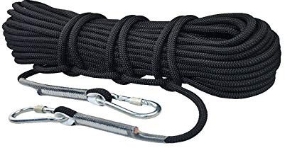 Samnuerly Kletterseil Fluchtseil Kletterseil Magnet Angeln Luftarbeit Wanderzubehör, Schwarz 5 m, 10 m, 15 m, 20 m, 30 m, 50 m, Seildurchmesser 14 mm (Größe: 5 m)
