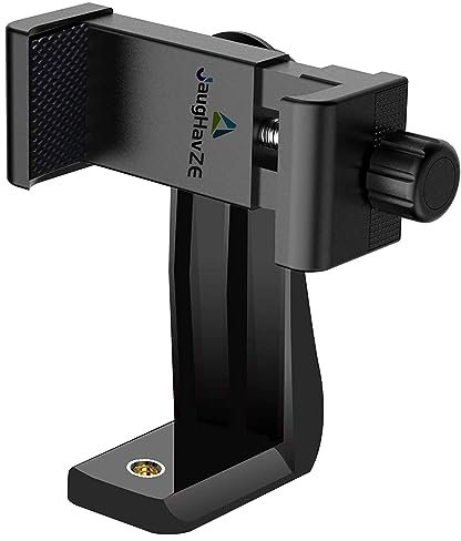 JaugHavZE Tripod Mount Adapter,Adjustable Phone Clamp Clip Holder for Tripod Monopod Selfie Stick, 360 Rotation & Fixed 2 in 1, Camera Holder for 4.3-6.5 inch Mobile Phone