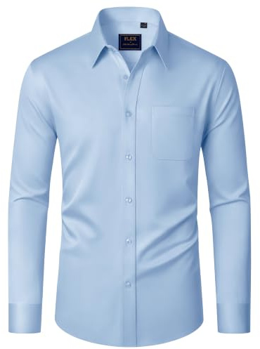 J.VER Hemd Herren Langarm Regular Fit Stretch Business Hemden mit Tasche | Bügelleichtes, Formal, Freizeit, Casual, Atmungsaktiv, für Hochzeit Outdoor Büro Urlaub, für Männer Freund Vater Bruder