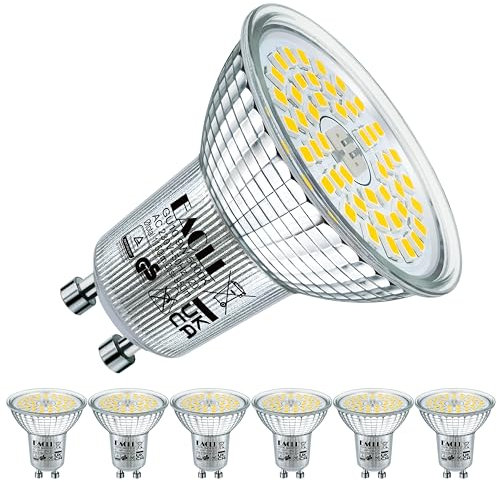 EACLL GU10 LED Kaltweiss 9W Ersetzt 125W Halogen Leuchtmittel, 6er-Pack. 1150 Lumen 5000K Birnen, AC 230V Flimmerfrei Strahler, Abstrahlwinkel 120° Spot, Nicht Dimmbar Ø50xH53mm Reflektorlampen