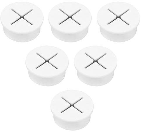 6 Pcs White Flexible Silicone Rubber Grommets for Holes,White Flexible Cable Cover Rubber Grommet Wiring Coil Gasket for Plugs Wires Assortment Kit,Cable Wire Hole Cover for Office Home Computer Desk