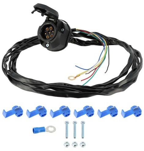 MECA24 Faisceau Attelage Remorque - Prise 7 plots 12V Femelle - Pré Câblé 2m - Fils 7x0.5mm² - pour Remorques et Machines agricoles