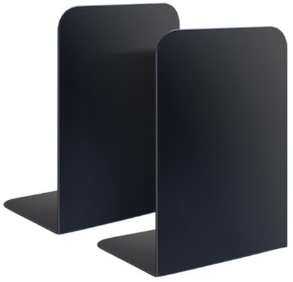 Buchstützen aus Metall, Buchstützen für Regale, Buchstützen für Regale, Buchstützen, für Regale, Schreibtisch, schwerer Buchhalter, Organizer, Büro, Zuhause, Bibliothek, Buchstützen, Schwarz, 2 Stück
