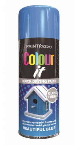 RAPIDE PF COLOUR IT Spray Paint Gloss Beautiful Blue 250ml - Quick Drying Gloss Finish for Metal, Plastic, and Wood - Interior & Exterior Use