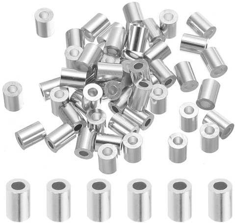 QUARKZMAN 50pz Manicotto a Crimpare in Alluminio 1/10 2.5mm Argento | Ghiera Tonda Singola, 8mm Altezza