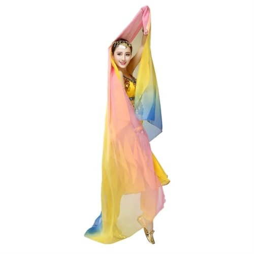 LPHFDCS Bauchtanzschleier Frauen Simulation Seide Bauchtanz Schleier Tanzen Hand Schals schrittweise Farbe Hüfttuch Bauchtanz-Schal(Color4)