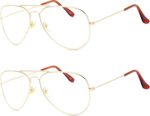 NEW VISION 2 Pack läsglasögon herr retro pilotglasögon UV400 läsglasögon för män kvinnor NV8132 (guld*2, 2, dioptri)