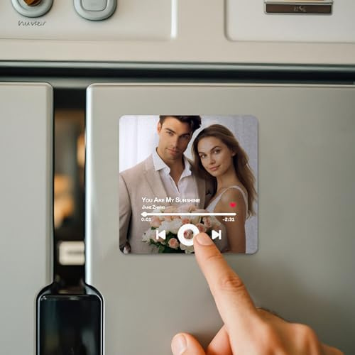 Personalisierter Musik-Kühlschrank-Aufkleber, personalisiertes Album, Kühlschrankmagnet mit Foto, personalisierte Musik, kann Songs abspielen und Lautstärke anpassen (D)
