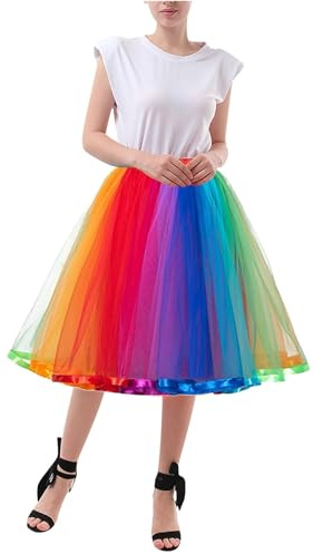 Karneval Regenbogen Damen Tüllrock Regenbogen Kostüm