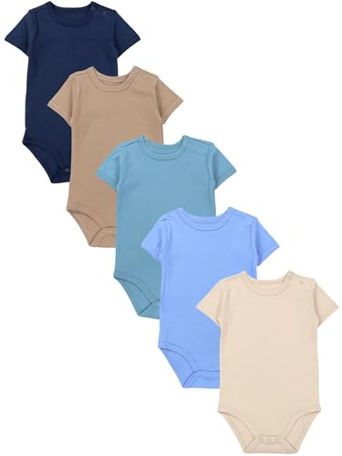 TupTam Baby Body Kurzarm – 5er Set Body Baby aus Baumwolle – Weicher, Atmungsaktiver Kurzarm Body Baby Jungen