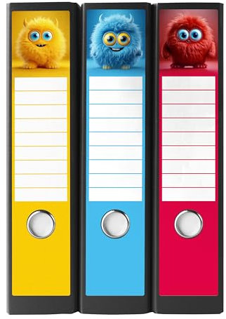 Ordnerrücken Etiketten selbstklebend Kinder – 9 Aufkleber zum Beschriften – Klebeetiketten Rückenschilder für Ordner A4 breit – Kindergarten, Schule – Untergrund scheint nicht durch - PLÜSCHTIERE