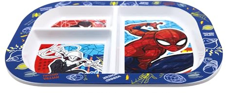 STOR Spider-Man Kinderteller mit 3 Fächern, 772ml BPA-frei Kunststoff, Mikrowellengeeignet, Kindergeschirr für Kleinkinder